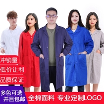 Autumn and winter cotton blue white coat men and women cotton thick anti-static thin experimental clothing long gown handling clothing Food Clothing