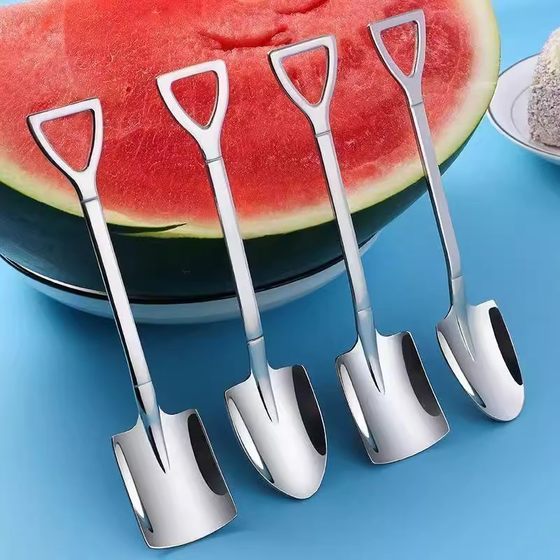 스페이드 스푼 창조적 인 귀여운 작은 숟가락 스테인레스 스틸 가정 식사 수박 스페이 스페이드 스푼 창조적 인 귀여운 작은 숟가락 스테인레스 스틸 가정 식사 수박 스페이