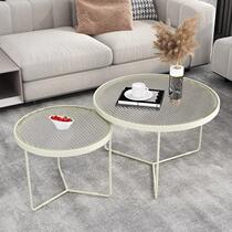 Nordic Light Lavish Living Room Home Tea Table Composition Minima Creative Small Family Type Balcony Round Long Iridescent Glass Small Tea Table