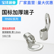 RNB2 Squared Cold Press Round OT Wiring Nude Terminals National Standard Thickened Red Copper Nose Welding 100 packets