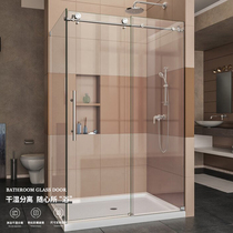 Extremely minimalist frameless square shower room l type partition dry and wet separation stainless steel gondolar single door open door