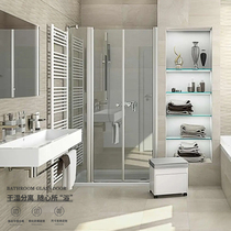 One-shaped no-frame shower room partition tempered glass screen light extravagant minimalist net red flat open door double open bathroom