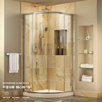 Custom frameless arched shower room ultra white glass tempered glass partition fan dry and wet separation bathroom toilet