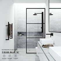 Light extravagant glass screen shower room black stainless steel dry and wet separation partition toilet One-type bath room