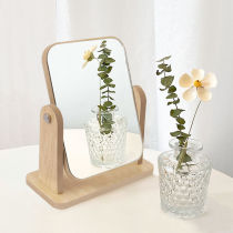 ins mirror wood minimalist desktop cosmetic mirror home rotatable student dorm room tabletop comb cosmetic mirror cosmetic mirror