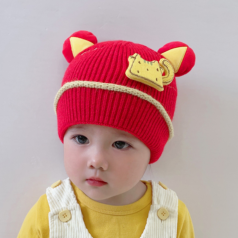 Baby Wool Cap Baby Hat Autumn and Winter Boys Girls Cute Knitted Hat Children Warm Ear Protection Sleeve Cap