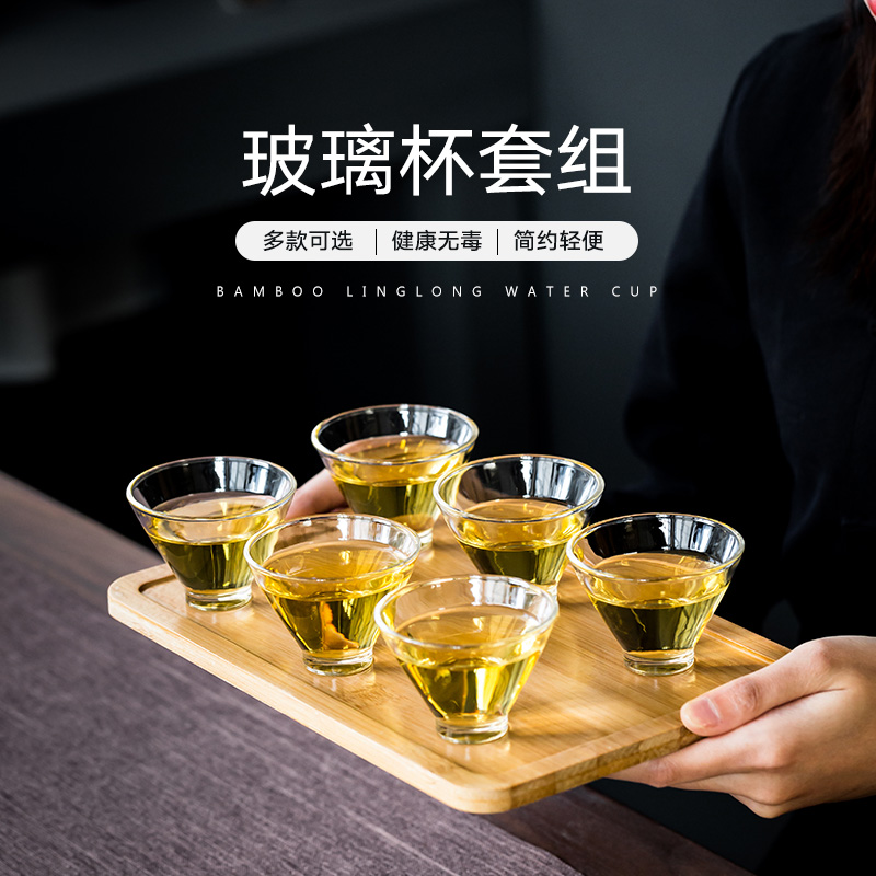 Cups heat - resistant glass sample tea cup set of single CPU kung fu tea set 6 contracted with the master cup tray