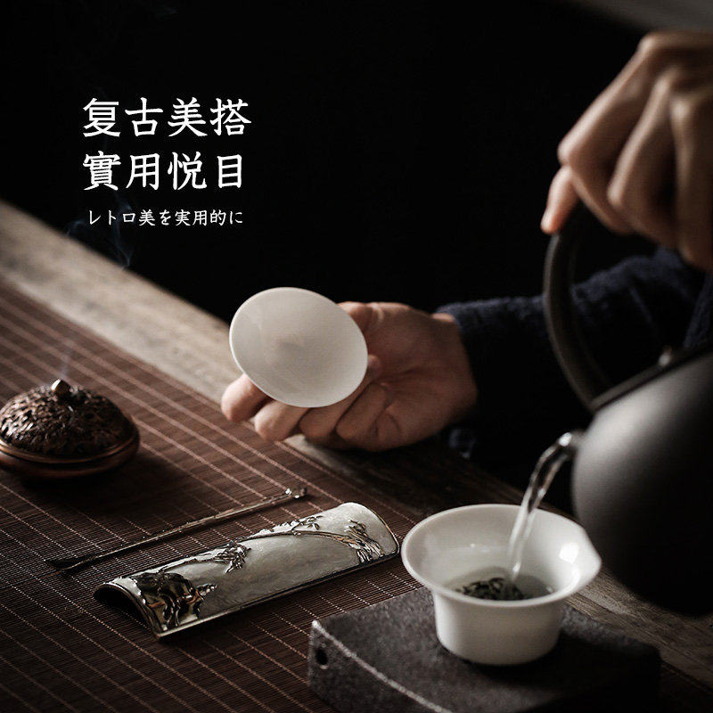 Calvin art or copper metal tea it suit teaspoon of tea spoon, enjoy tea holder ChaBo three - piece tea kungfu tea accessories