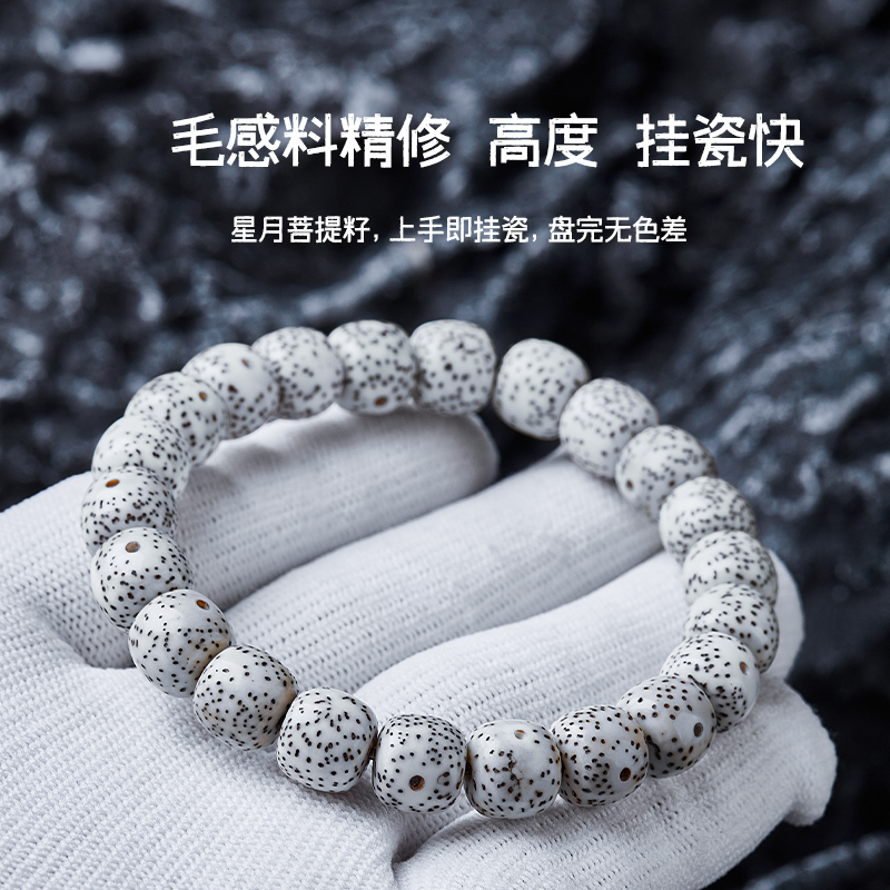 【迦蓝珠宝】海南毛感星月菩提子手链108颗佛珠手串顺白高密正月