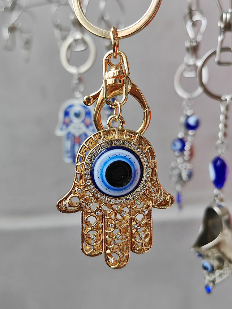 New! Turkish Blue Eyes Palm Exotic Style Key Ring Car Bag Hanging | Ethnic Style Accessories Couple Gift