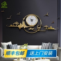 Light luxury wall clock living room household fashion pure copper modern simple high-end atmosphere creative new Chinese clock watch hanging wall