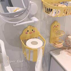 No punching wall hanging storage rack beauty egg drain rack stunner girl * cute duck hollow bathroom storage rack