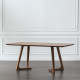 Light luxury solid wood long dining table log round table coffee table coffee Nordic backrest armrest multi-person Hiroshima table and chair combination Light luxury solid wood long dining table log round table coffee table coffee Nordic backrest armrest multi-person Hiroshima table and chair combination