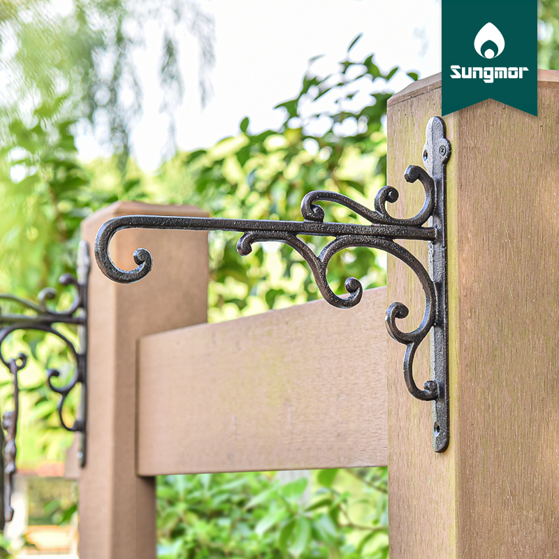 Sungmor Auta Garden Cast Iron Wall Hook 1 pair of outdoor balcony Iron art hanging lamp cage hanging basket decoration bracket-Taobao