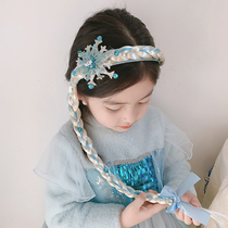 Blue snowflake wig braided hair hoop child Aisha hair card ice cage crown headband festive headdress