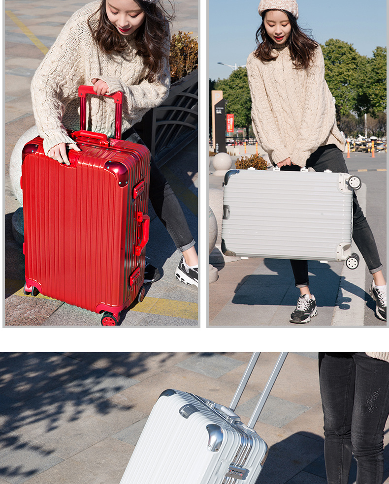行李箱铝框拉杆箱万向轮24寸旅行箱男28寸学生密码箱26寸女皮箱子