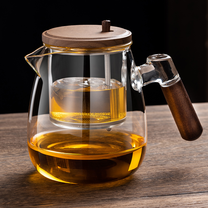 Heat resistant full glass liner Flutter Cup Bubble Teapot Tea Water Separation Black Tea Tea Set One Key Filter Punch Tea Machine New-Taobao