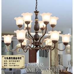 European style chandelier living room lamp duplex staircase hollow large chandelier modern creative personality branch type 12-head double-layer chandelier