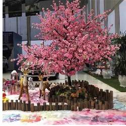 Simulated small peach blossom tree green plant potted indoor and outdoor wedding decoration flower tree artificial plant large peach blossom plant direct supply