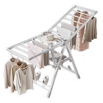 Folding clothes drying rack floor-standing household indoor balcony clothes drying rod aluminum alloy clothes rack can be used to dry quilt artifact 3288