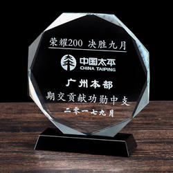 Muxue Outstanding Employee Artificial Crystal Trophy Production Dealer Free Engraving Spot Medal Authorization Card Customization