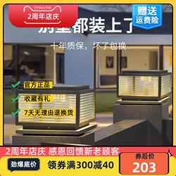 Solar pillar lamp glass simple modern wall garden lamp outdoor waterproof villa gate pillar lamp