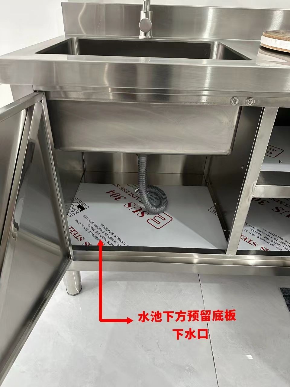 Корпус из нержавеющей стали 厨房不锈钢304台面工作台灶台操作储物水池水槽一体橱柜家用商用