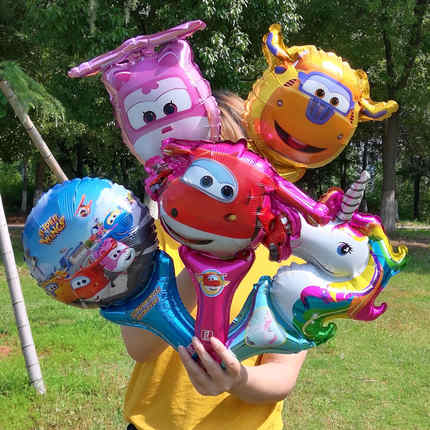 扫码地推微商吸粉小礼品小朋友玩具打击棒手持气球带铃铛卡通批發