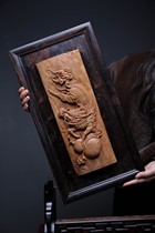 Indian Laoshan Sandalwood Kirin Xianrui Slotted Screen Seat Screen Ornaments Crafts Collection Gifts Birthday Desk Furnishings
