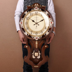 Large European style wall clock living room clock silent clock retro pendulum clock wall clock clock wall clock quartz clock