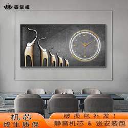 Nordic light luxury auspicious elephant clock wall clock living room restaurant decoration painting sofa background wall painting table hanging wall silent clock