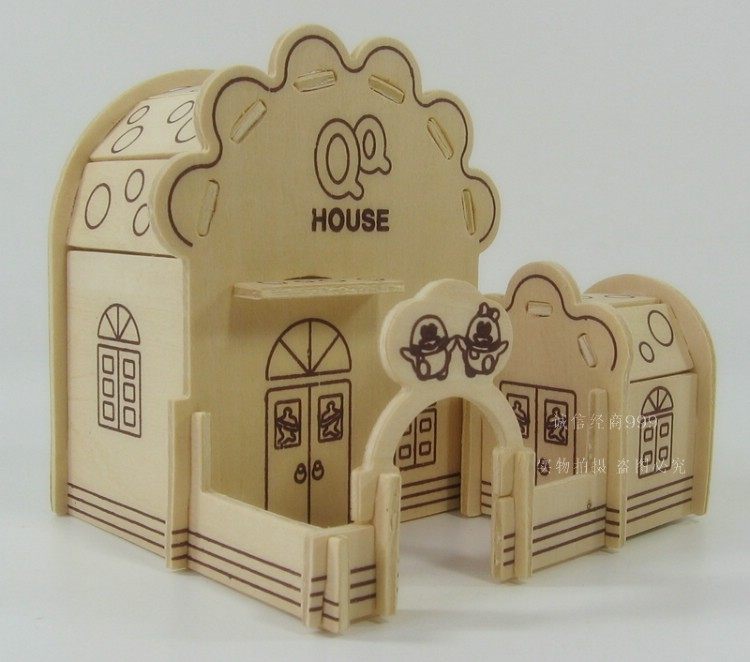 创意木质拼装模型屋diy小屋小房子建筑模型手工木头迷你玩具别墅