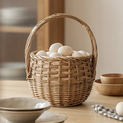 Wicker storage basket, portable basket, vegetable blue picnic basket, storage basket, egg basket, flower basket, shopping basket, rattan fruit basket