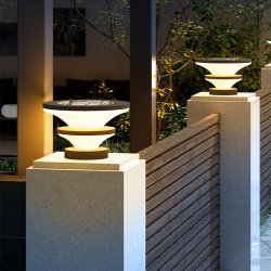 Solar column head light, simple modern fence, LED double-layer garden light, outdoor waterproof villa gate pillar light