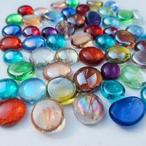 Colorful pebbles mixed with glass flat beads transparent glass stone hydroponics fish tank decoration landscaping aquarium