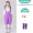 Purple white t+suspender pants+glasses+socks