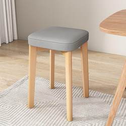 Solid wood household stools, Nordic upholstered dining chairs, stackable storage fabric dressing stools, simple living room square benches