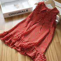 潮女童无袖连衣裙2021夏装新款小女孩超洋气儿童雪纺波点公主裙子