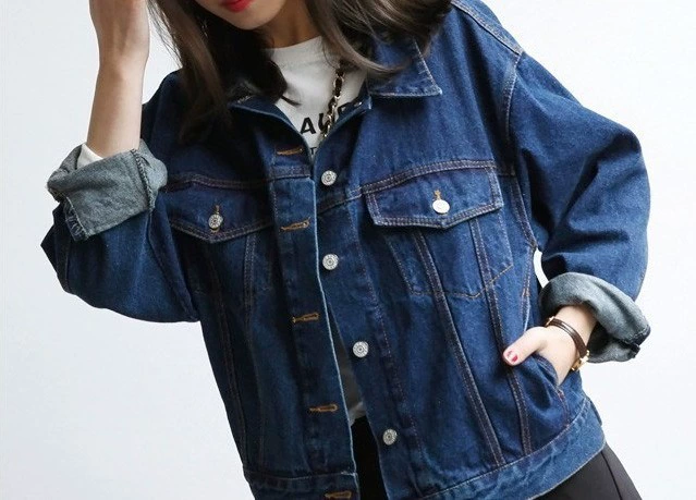 Áo khoác denim phụ nữ rộng rãi và phổ biến phiên bản Hàn Quốc của mùa xuân và mùa thu áo khoác màu đỏ lưới mới sinh viên bf áo khoác mỏng của phụ nữ ngắn - Áo khoác ngắn