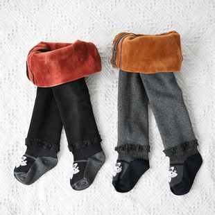 舒心果婴幼儿连裤袜加绒裤子秋冬宝宝打底裤袜加厚大PP女童连裤袜