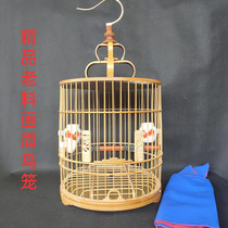 Fine old bamboo material thrush bird cage round cage bamboo products bird cage accessories drum bottom Tianjin cage wax mouth eight sets