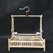 Engraved bird stand bright cage bamboo products bird cage wax-bred yellow finch Parrot bird stand