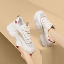 Shield Fox Travel Sports Shoes Summer Mesh 2024 New White Shoes Lace Up Thick Sole Breathable Womens Running Shoes 2908