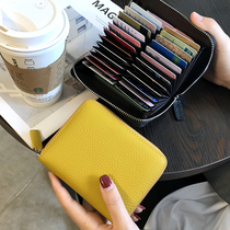 Leather card bag female exquisite high-grade card holder multi-card large capacity thin section organ ins wind new 2021 net red