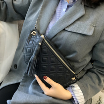 Chest bag female ins tide summer 2021 new simple solid color joker bag messenger bag leather fanny pack large capacity