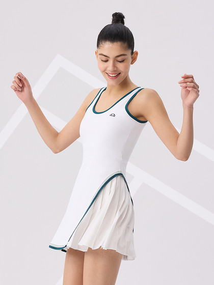 Ellesse Small Shell Retro Contrast 서스펜더 치마 누름 압박 및 주름 시원한 테니스 스포츠 드레스 가슴 패드로 슬리밍 Ellesse Small Shell Retro Contrast 서스펜더 치마 누름 압박 및 주름 시원한 테니스 스포츠 드레스 가슴 패드로 슬리밍