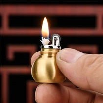 Japanese kerosene lighter creative personality compact mini gourd keychain pendant blessed copper gourd cigarette lighter