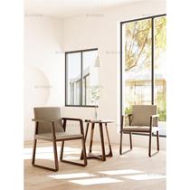 A1566 Nordic dining chair solid wood armrest small round coffee table side pieces casual restaurant hotel backrest small table and chair three