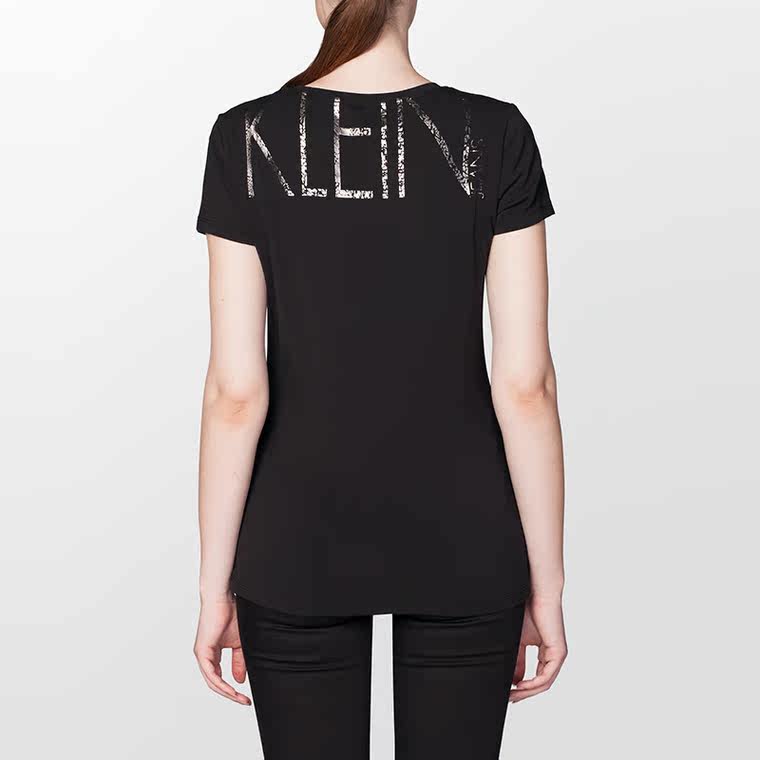Calvin Klein Jeans/CK2015秋冬新款女士金属色裂纹印花T恤WK0299