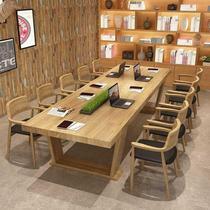 8V solid wood conference table long table simple negotiation table and chair combination training table office desk workbench large dining table its